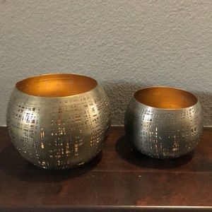 World Market Antique Gold Round Candle Holders Set Fall decor, Holiday decor